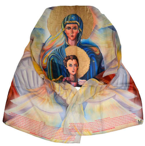 St. Mary, Jesus with before & after communion Chiffon Scarf
